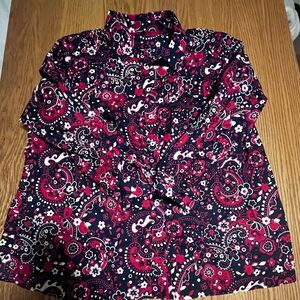 Talbots India Ink Classic Cotton Button Up Dress Shirt Size 2X Long Sleeve